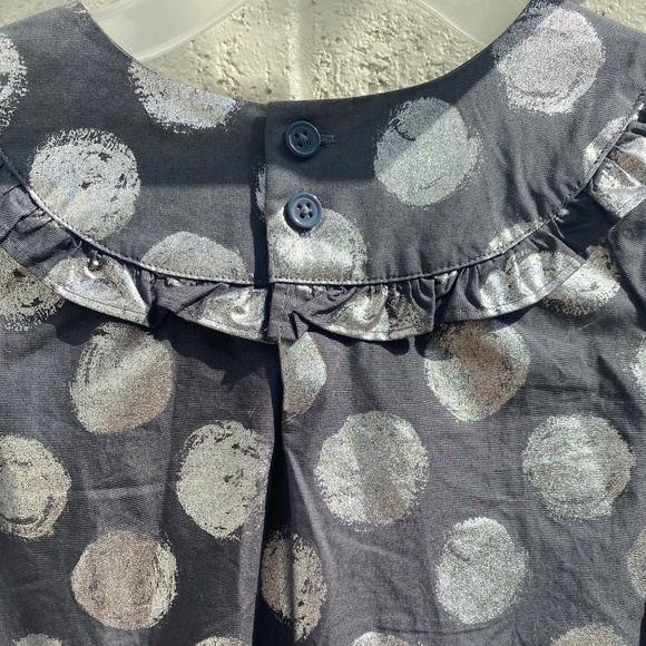 Hanna Andersson dress long sleeve gray metallic silver polka dot (140) 10 - Picture 8 of 16